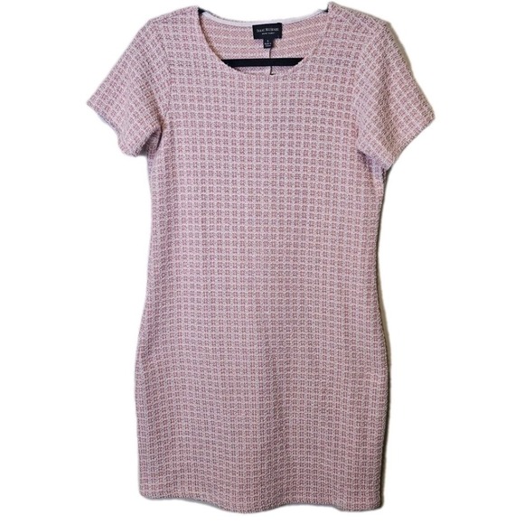 NWT Isaac Mizrahi S Blush Pink Tweed Dress Short Sleeve Career Casual Preppy - Picture 1 of 9